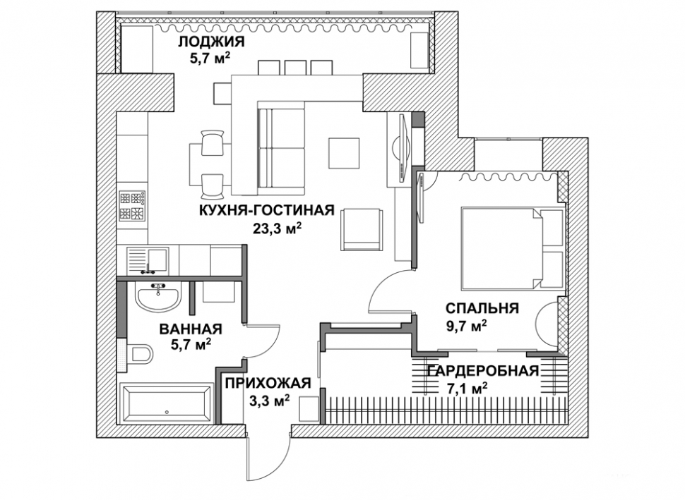 "На дальних берегах". Миниатюрная двушка 57 м2