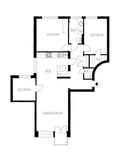 Квартира площадью 88,5 м2 в Стокгольме