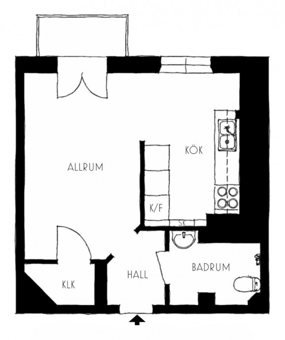 Квартира-студия площадью 32 м2 в Стокгольме