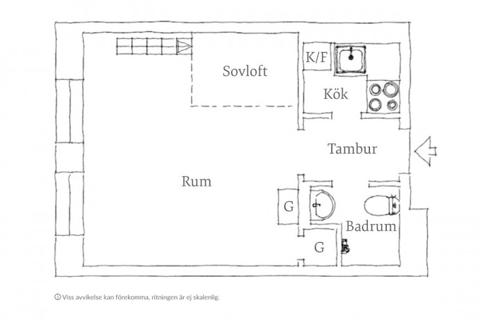 Квартира-студия площадью 25 м2 в доме 1903 года в Стокгольме