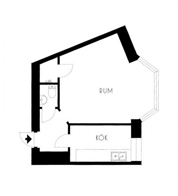 Квартира-студия площадью 32 м2 в Стокгольме