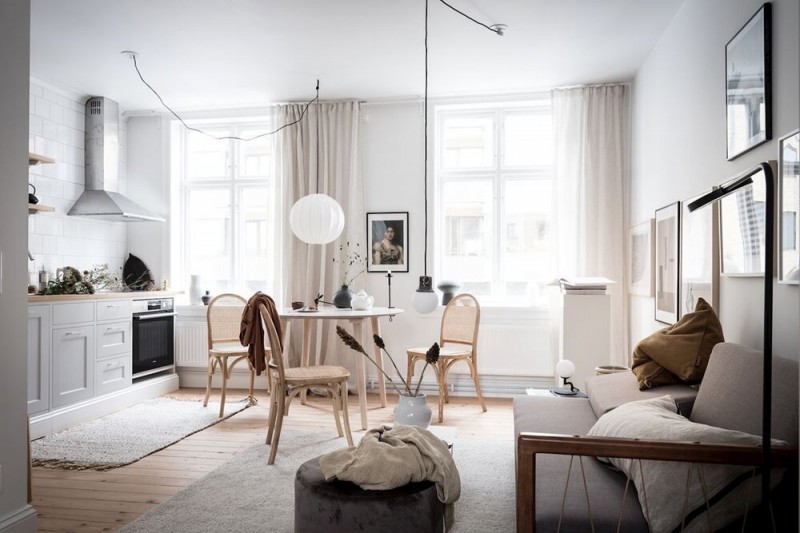 Небольшая скандинавская квартира, оформленная в нейтральной цветовой палитре
