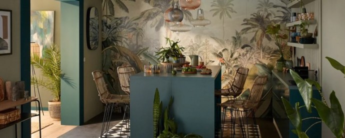 Тропический декор столовой от дизайнеров Leroy Merlin