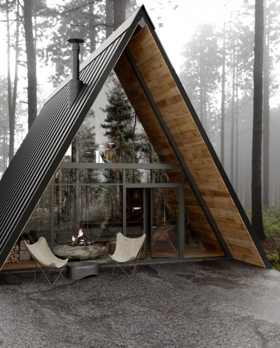 Дизайн-проект дома А-образной формы на озере Тахо, Калифорния