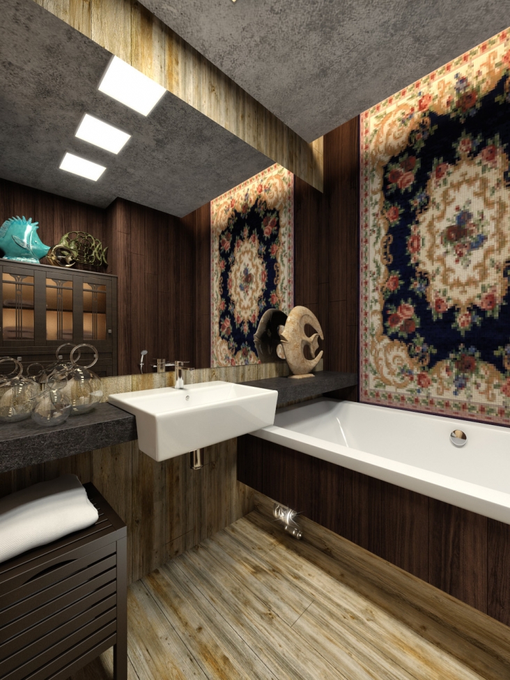 Квартира 28 м2 с самоваром и 'ковром' в ванной от студии AR-KA