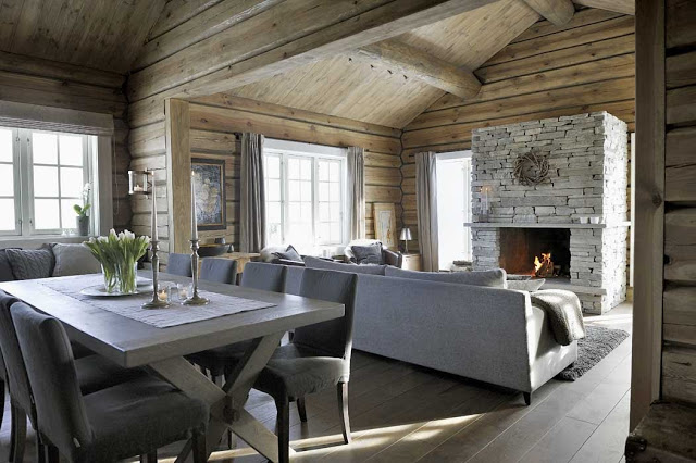 Подлинный дизайн дома в стиле шале в горах Норвегии