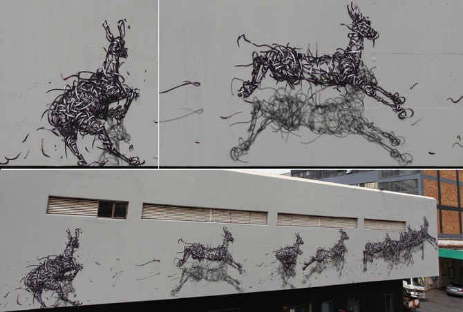 Граффити в Кейптауне китайского стрит-арт художника DALeast
