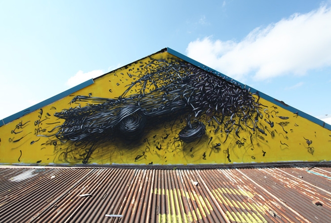 Граффити в Кейптауне китайского стрит-арт художника DALeast