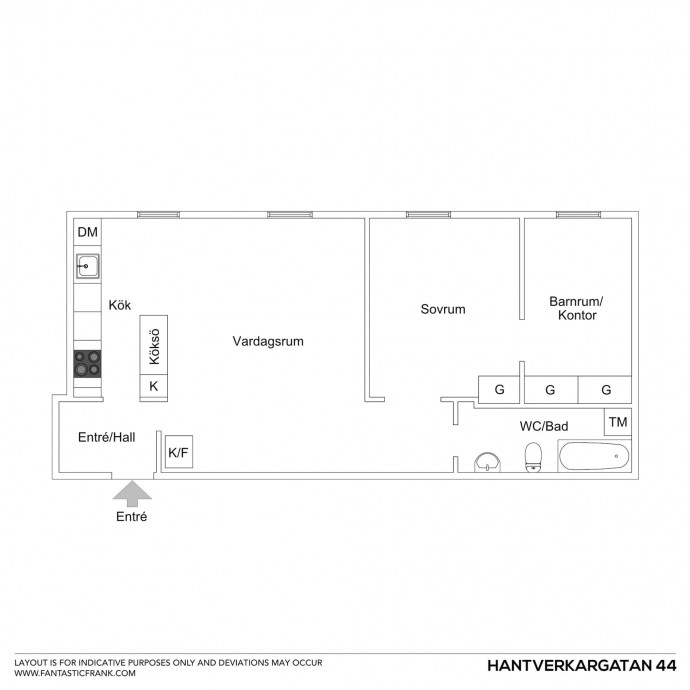 Квартира площадью 59 м2 в здании конца XIX века в Стокгольме