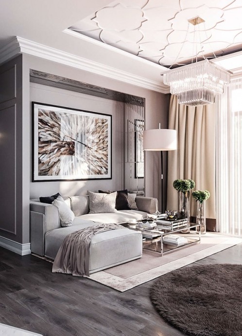 Гостиная, оформленная в бежевых тонах Гостиная, оформленная в бежевых тонах