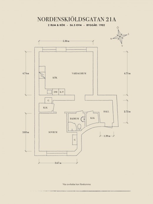Квартира площадью 57 м2 в Гётеборге