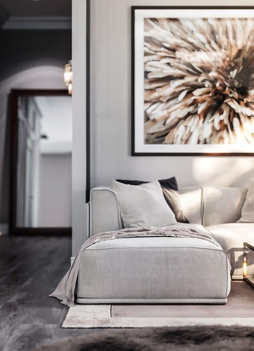 Гостиная, оформленная в бежевых тонах Гостиная, оформленная в бежевых тонах