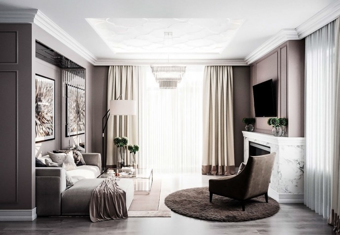 Гостиная, оформленная в бежевых тонах Гостиная, оформленная в бежевых тонах