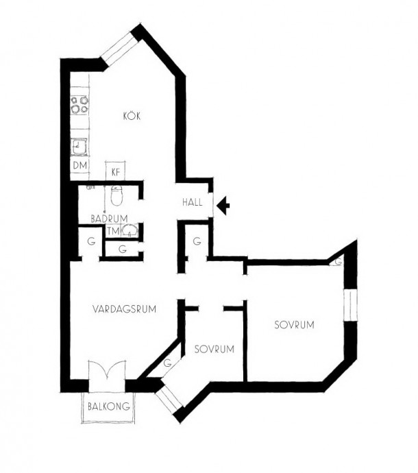 Квартира площадью 86 м2 в Стокгольме