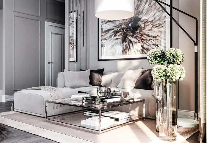 Гостиная, оформленная в бежевых тонах Гостиная, оформленная в бежевых тонах