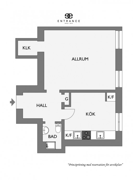 Квартира-студия площадью 42 м2 в Гётеборге