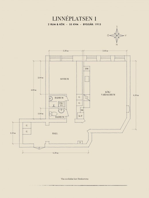 Квартира площадью 55 м2 в доме 1913 года в Гётеборге