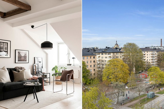 Мансардная квартира площадью 50 м2 в Стокгольме