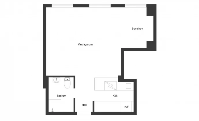 Шведская студия площадью 33 м2