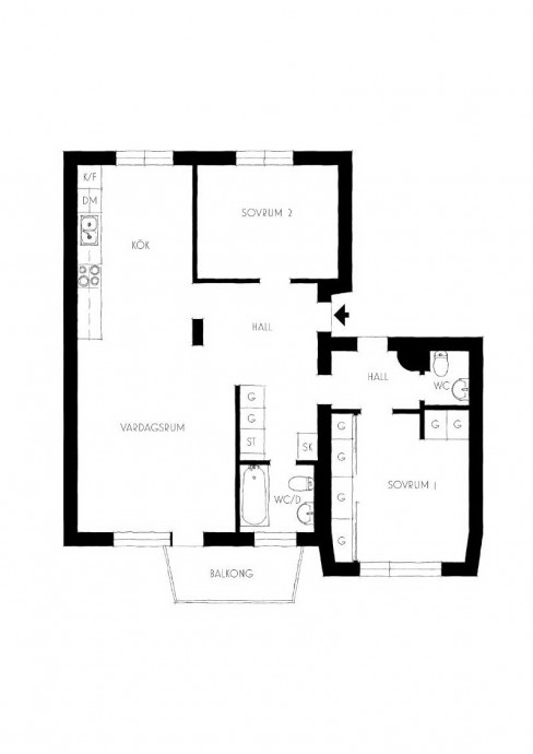 Квартира площадью 76 м2 в Стокгольме Квартира площадью 76 м2 в Стокгольме