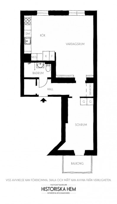 Квартира площадью 57 м2 в Стокгольме