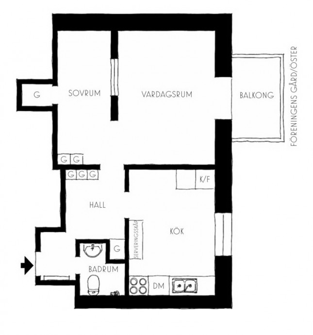 Квартира площадью 39 м2 в Стокгольме