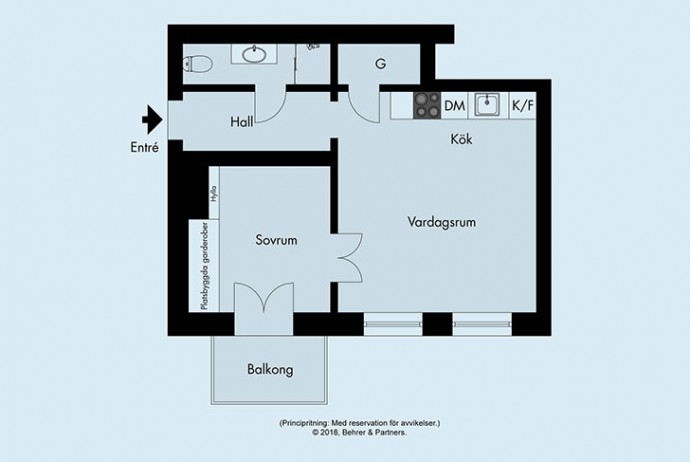 Квартира площадью 39 м2 в Стокгольме