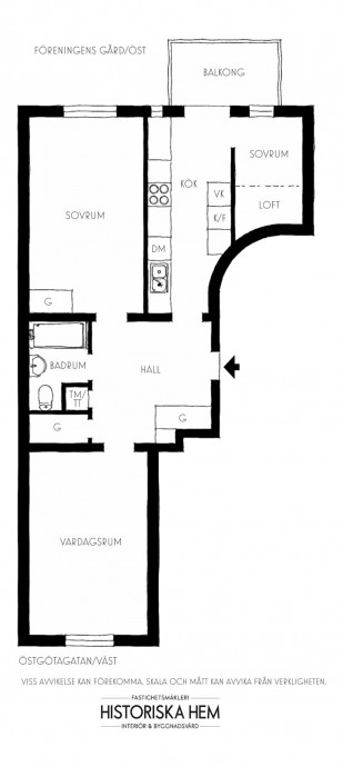 Квартира площадью 76 м2 в Стокгольме