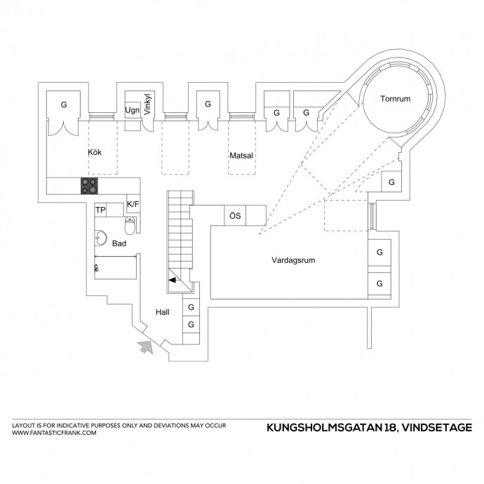 Мансарда площадью 94 м2 в Стокгольме