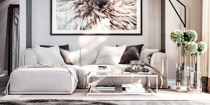 Гостиная, оформленная в бежевых тонах Гостиная, оформленная в бежевых тонах