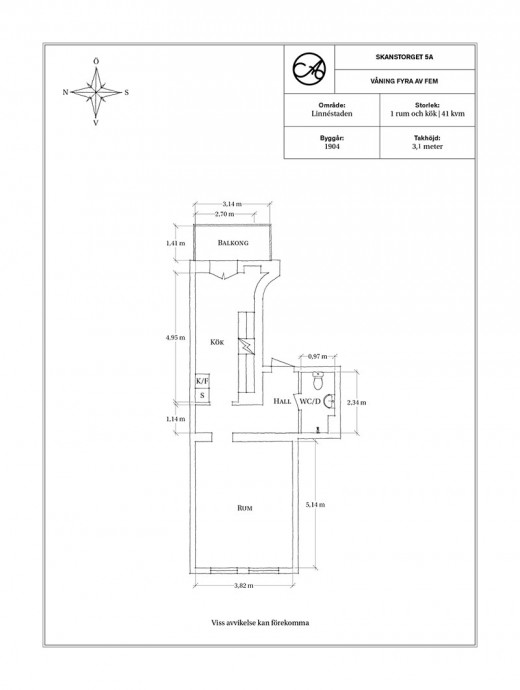 Квартира площадью 41 м2 в Гётеборге