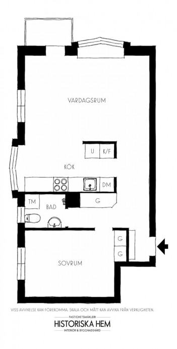 Квартира площадью 57 м2 в Стокгольме
