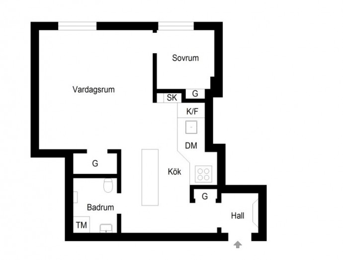 Шведская квартира-лофт площадью 44 м2