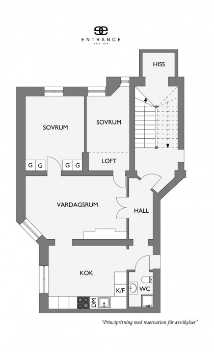 Квартира площадью 89 м2 в здании 1878 года в Стокгольме
