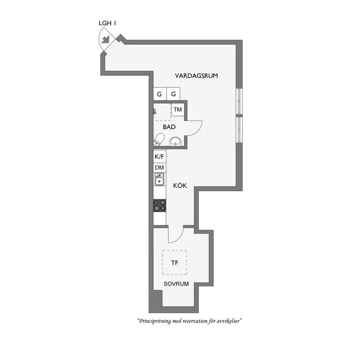 Мансардная квартира площадью 33 м2 в Гётеборге