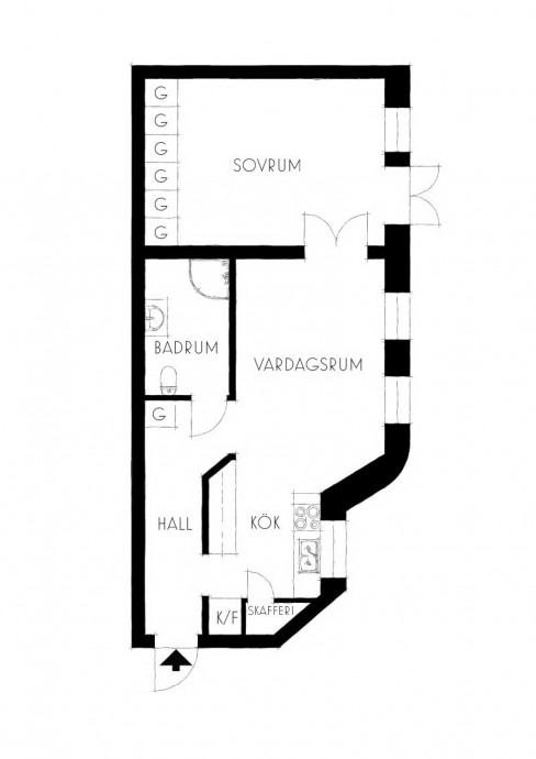 Квартира площадью 56 м2 в Стокгольме