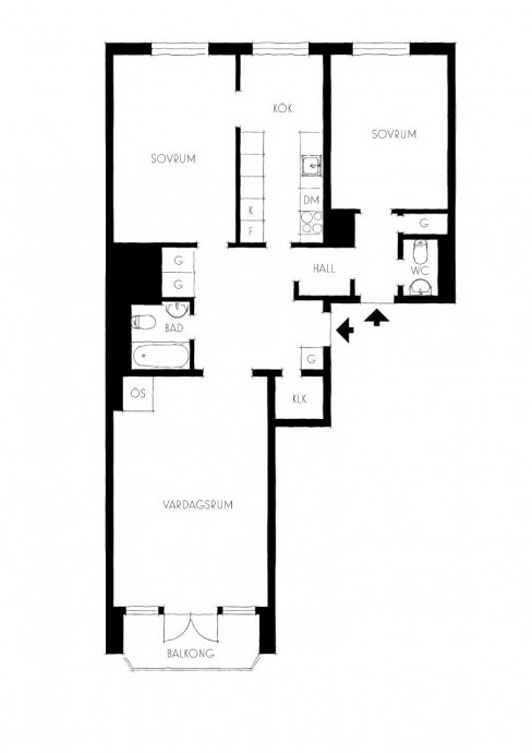 Квартира площадью 88 м2 в Стокгольме Квартира площадью 88 м2 в Стокгольме