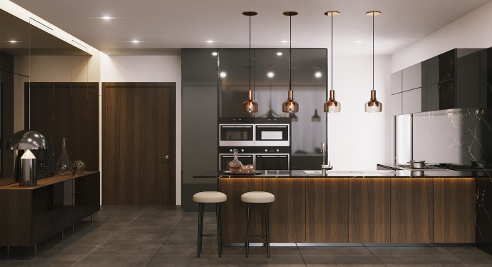 Проект квартиры, оформленной в темных тонах Проект квартиры, оформленной в темных тонах