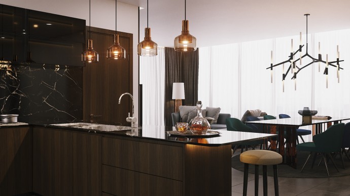 Проект квартиры, оформленной в темных тонах Проект квартиры, оформленной в темных тонах