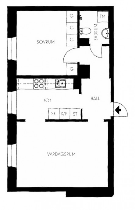 Квартира площадью 50 м2 в Стокгольме