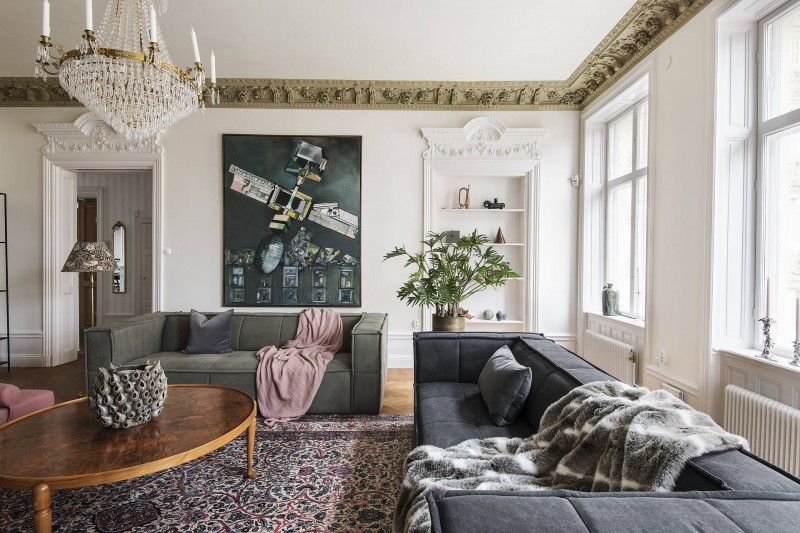 Просторная квартира в Стокгольме с историческими штрихами