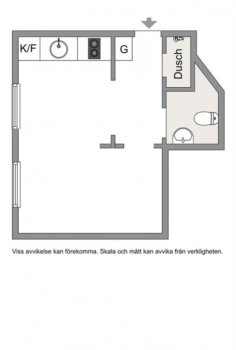 Шведская студия площадью 28 м2
