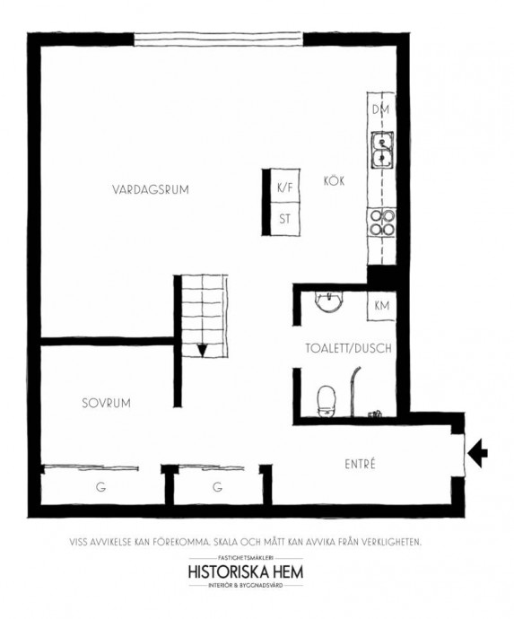 Двухуровневая квартира площадью 88 м2 в Стокгольме