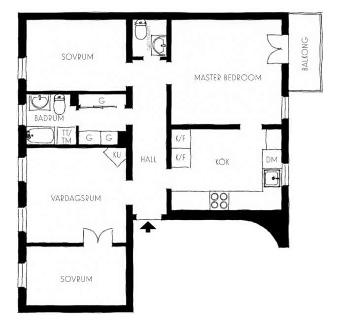 Квартира площадью 109,5 м2 в Стокгольме