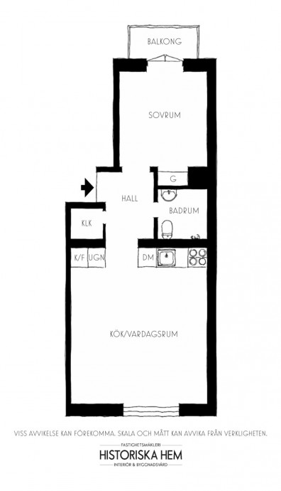 Квартира площадью 38 м2 в Стокгольме