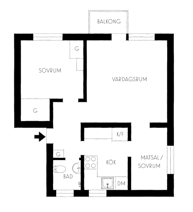 Квартира площадью 53 м2 на окраине Стокгольма