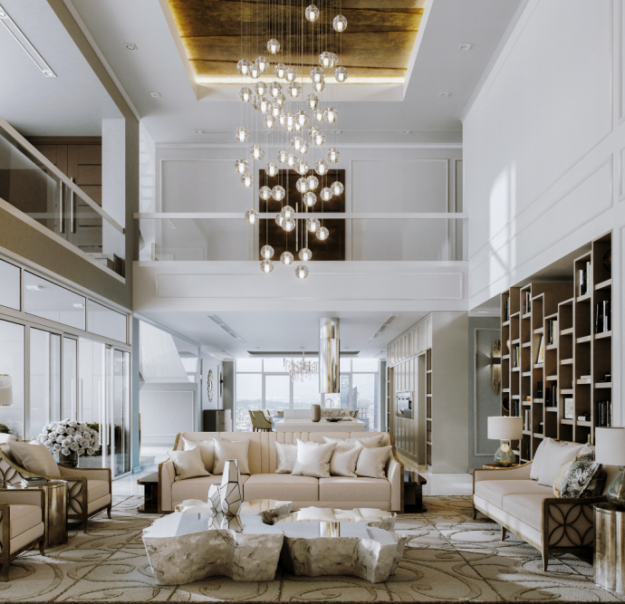 Гостиная в пентхаусе во Вьетнаме Гостиная в пентхаусе во Вьетнаме