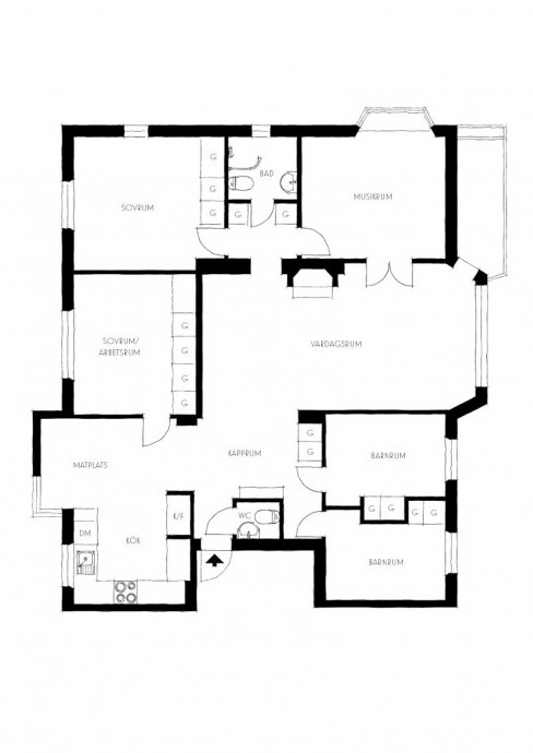 Квартира площадью 116 м2 в Стокгольме Квартира площадью 116 м2 в Стокгольме