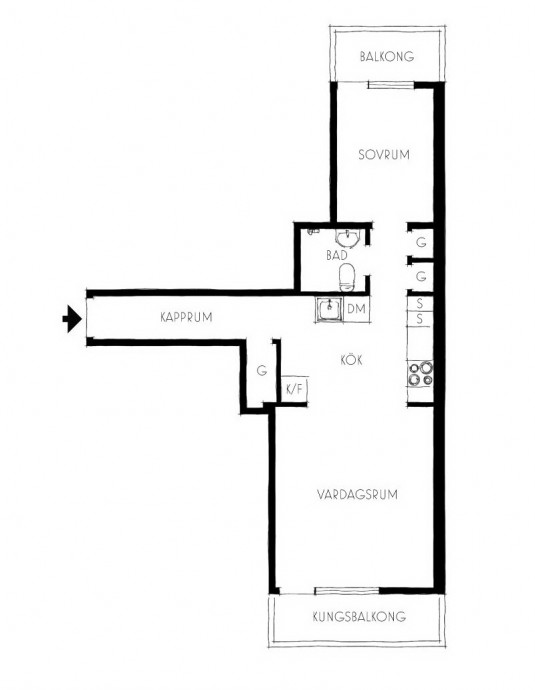 Квартира площадью 41 м2 в Стокгольме Квартира площадью 41 м2 в Стокгольме