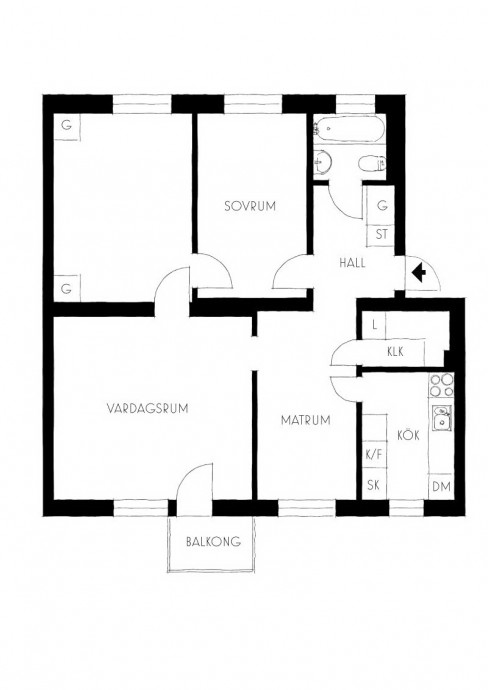 Квартира площадью 73 м2 в пригороде Стокгольма Квартира площадью 73 м2 в пригороде Стокгольма